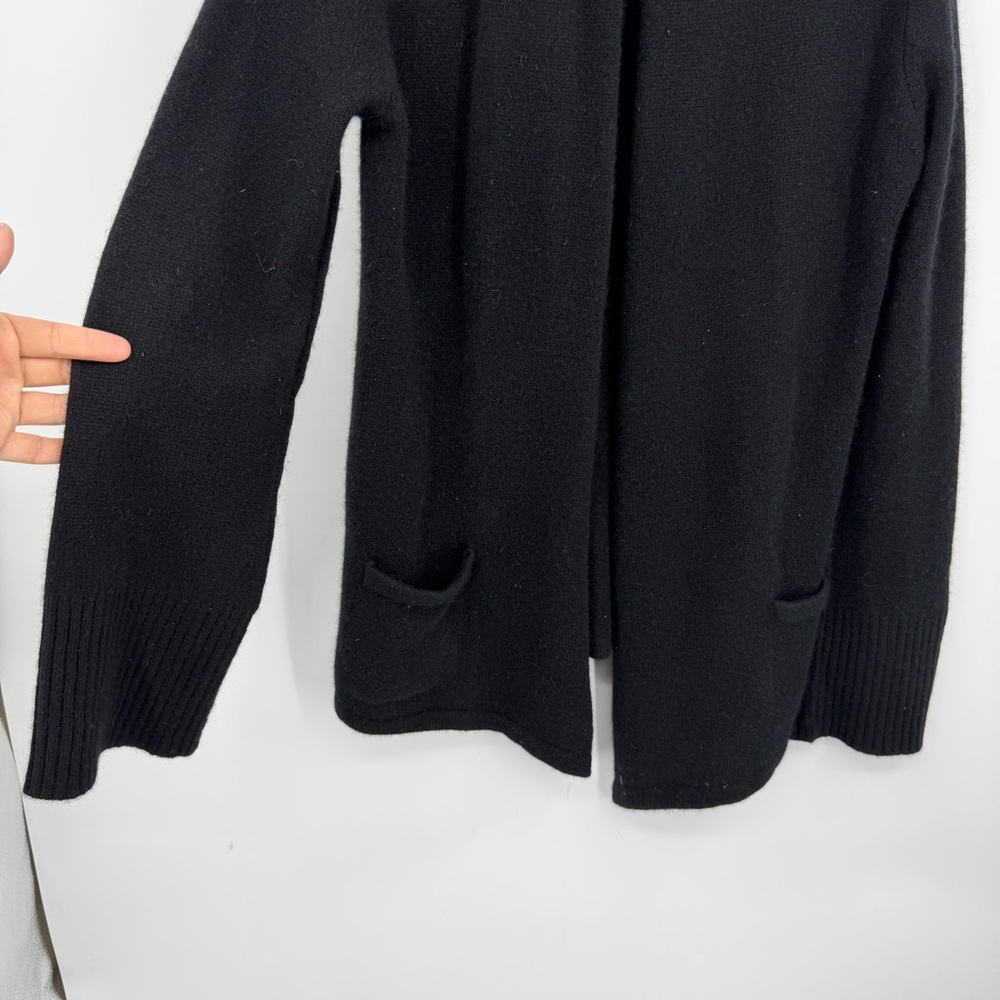 brazeau tricot 100% cashmere cardigan black sz M 3 shawl collar ribbed cuffs - Picture 8 of 8